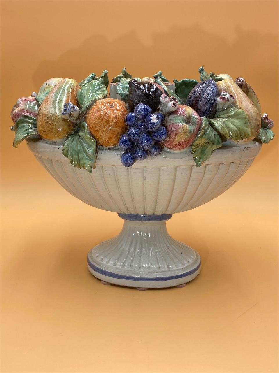 Early 1900s Majolica Fruit Bowl Vase