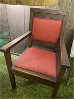 wood chair, upholstered seat and back