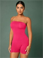 Large  Women's Strapless Open Back Short Jumpsuit