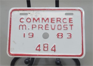 1983 Commerce M. Prevost , Bicycle Plate