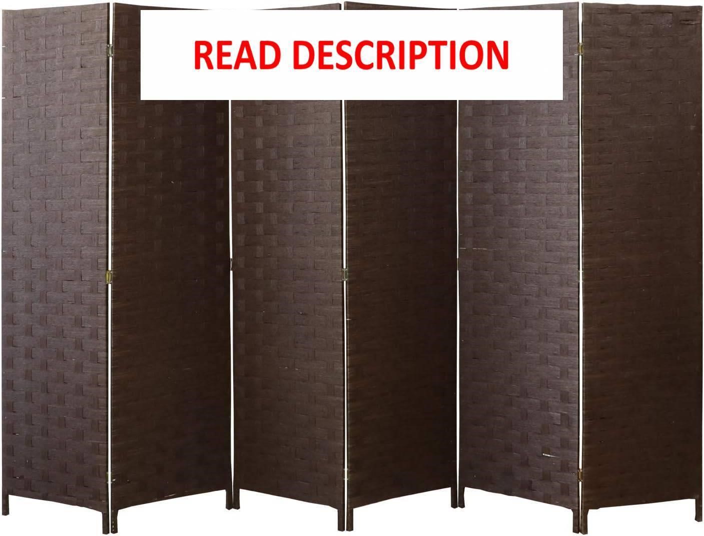 Room Divider with Dual Sides Weaved  6 Panel