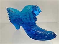 Vintage blue hobnail glass shoe