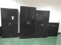 4 black metal 2-door cabinets