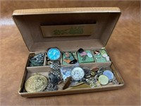 Estate Jewelry, Coins in Vintage Jewelry Box