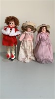 (3) Antique dolls - bisque heads