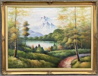 Large Framed Oil on Canvas Landscape