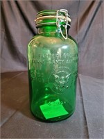 Farmer Brown's Green Glass Jar
