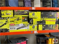 Ryobi Lot of 11 Ryobi tools contents on the shelf