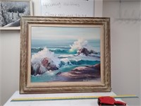 Large framed ocean artwork by James Stevenson
