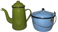 Enamelware Teapot and Lidded Pot