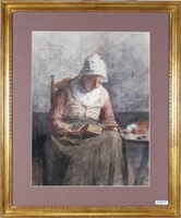 Hendrik Valkenburg 22x17 WC "Reading Woman"