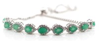 Emerald set sterling silver bracelet