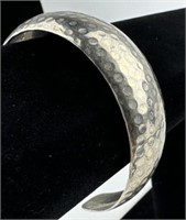 925 Silver Hammered Cuff Bracelet