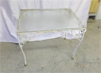 Wrought Iron Glass Topped Table SM White