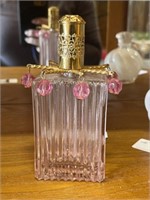 Vintage Ribbed Pink Glass Perfume Bottle