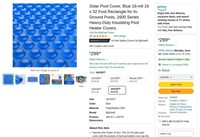 B3258  Solar Pool Cover, Blue 16-mil 16'x32' Recta