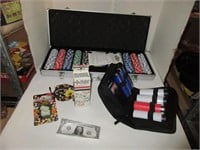 Poker chips - 2 large sets and dice
