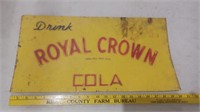 Old 1930s RC Royal Crown cola embossed tin sign