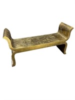 Gold Finish Stylized Oriental Motif Bench