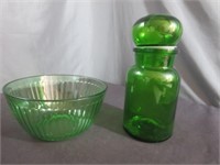 *VTG Green Glass Pyrex Mixing Bowl & Green Glass