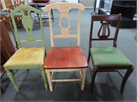 3 VARIOUS WOOD SIDE CHAIRS