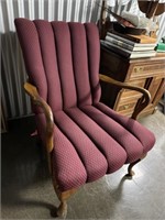 Vintage Upholstered Walnut Armchair