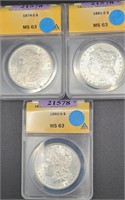 Morgan Silver Dollars-1879-S,1880-S, 1881-S