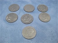 Seven Clad Eisenhower Dollar Coins