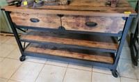 2 DRAWER WOOD AND IRON INDUSTRIAL TABLE