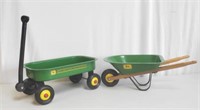John Deere Toy Wagon & Wheelbarrow
