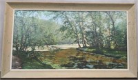 Framed Painting Trees & Water 59.5" x 34.25"