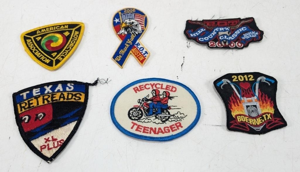 6 Embroidered Applique Motorcycle Patches