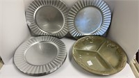 (7) decorative plates, glass divided dish