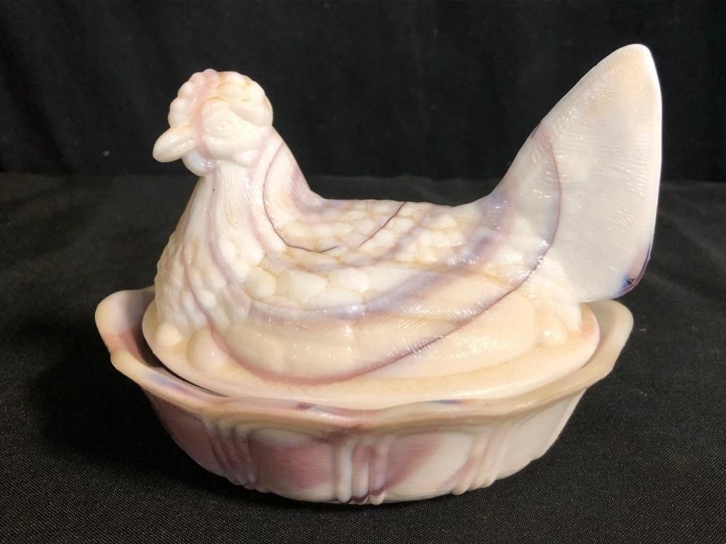 Fenton Slag Glass Hen on Nest