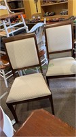 Two dining chairs - off-white diamond pattern