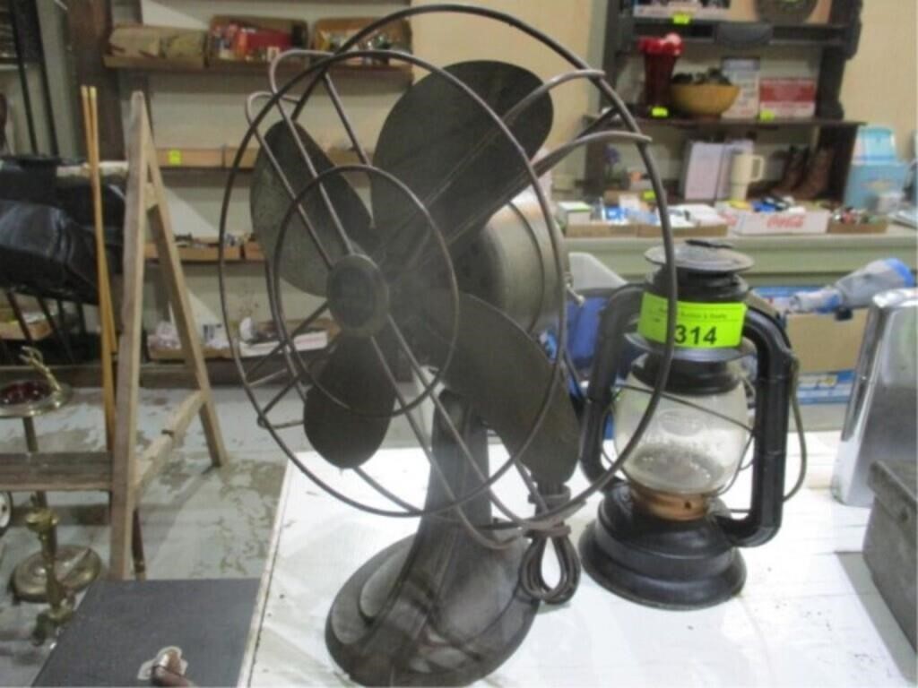 Antique fan and small lantern