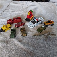 Tommy gun, train & assorted die cast