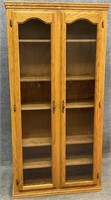 Oak Glass Front Bookcase or Display