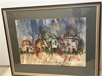 VTG FRAMED/MATTED MID CENTURY ABSTRACT WATERCOLOR