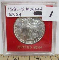 1881-S Morgan silver dollar, MS-64
