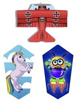 3 ASSORTED KITES 

42" FIGUREKITE Unicorn,