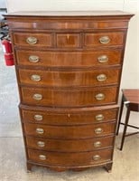 Vintage Federal Style Inlaid Wood 8 Drawer Chest