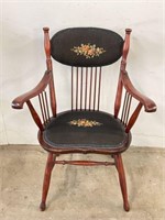 Vintage Wooden Arm Chair with Needlepoint