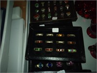 tray lot costume jewelry rings