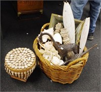 Basket of various decorative home wares