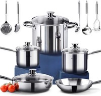 HOMICHEF 14-Piece Nickel Free SS Cookware Set