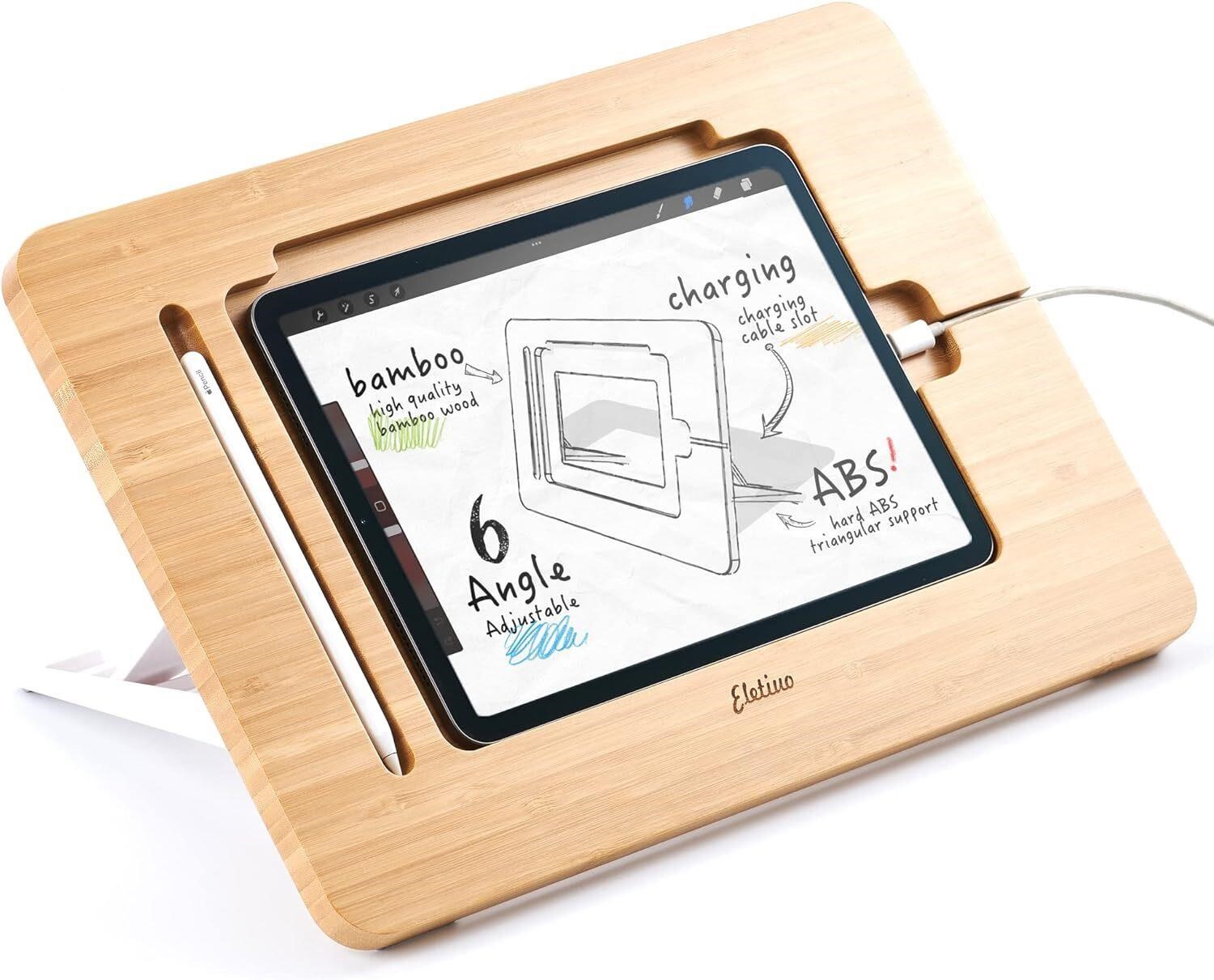 ELETIUO Bamboo Ipad Holder  16.8*12.2*1.4 inch