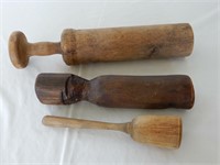 LOT OF 3 ANTIQUE WOODEN MASHERS
