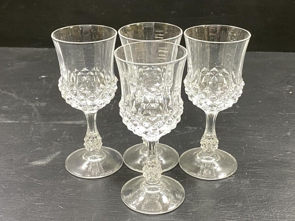 Indiana Glass Diamond Point Footed Glasses