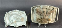 (2) CAST METAL HARLEY DAVIDSON & BASS BELT BUCKLE